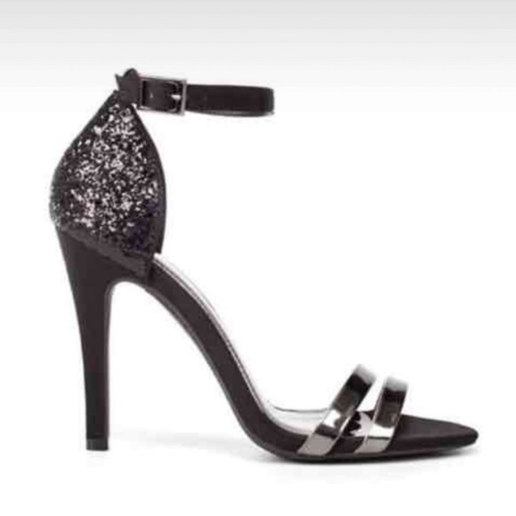 Zara Black/Silver Glittery Sandals - Sz 9 (EUR 40) - Picture 1 of 2
